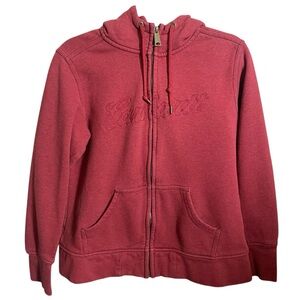 Carhartt Burgundy zip hoodie with embroidered logo